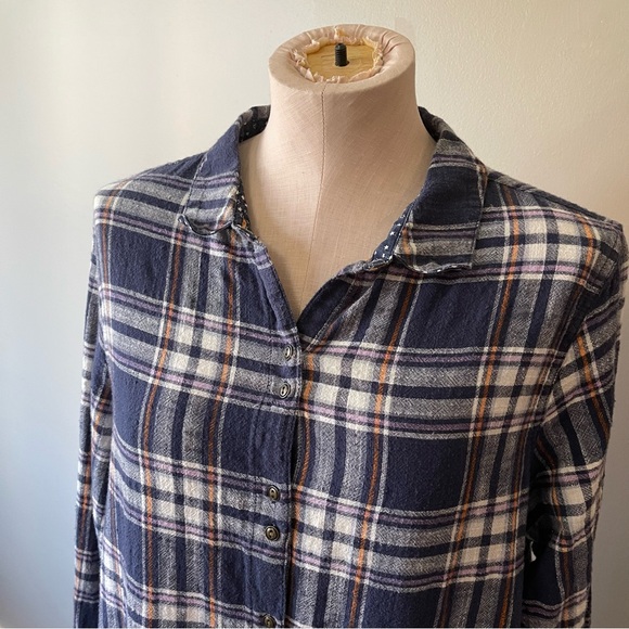 WHITE STUFF Plaid Button Down Shirt wth Adjustable Sleeves - Picture 9 of 11